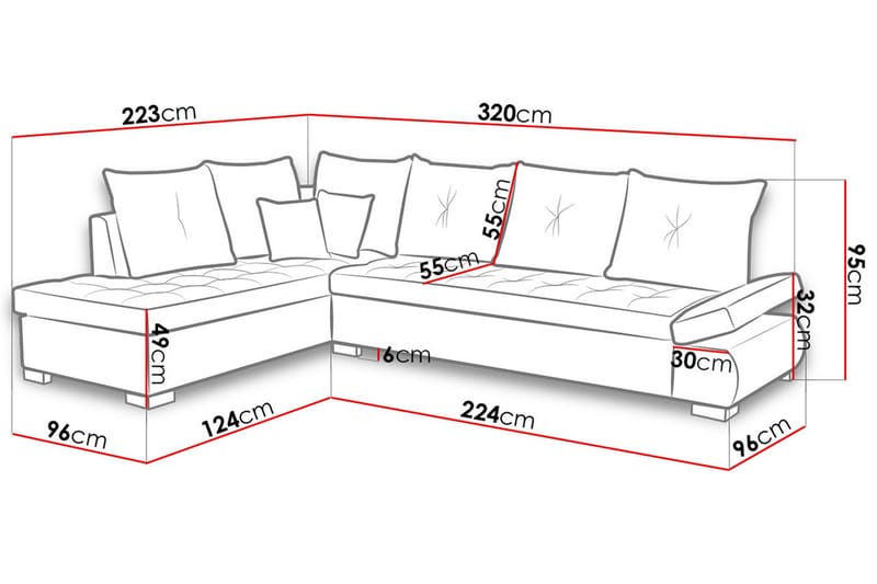Lord Hjørnesovesofa 320x223x95 cm - Møbler - Sofaer - Sofa med chaiselong