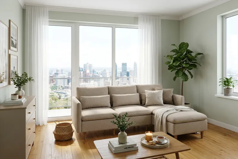 Lovis 3-personers sofa med vendbar chaiselong i stof - Beige - Møbler - Sofaer - Sofa med chaiselong