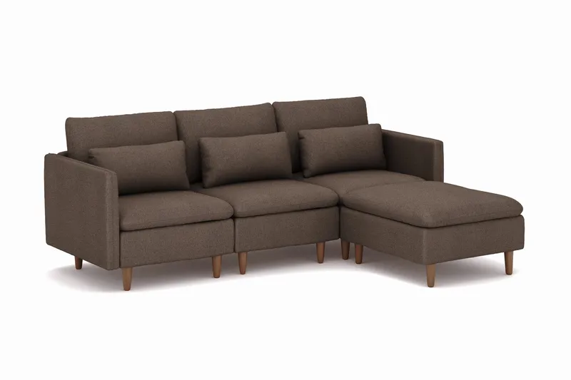 Lovis 3-personers sofa med vendbar chaiselong i stof - Brun - Møbler - Sofaer - Sofa med chaiselong