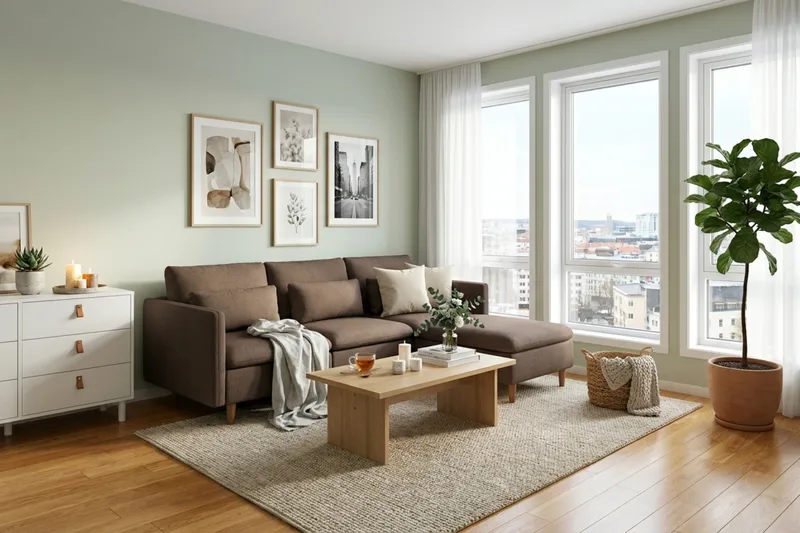 Lovis 3-personers sofa med vendbar chaiselong i stof - Brun - Møbler - Sofaer - Sofa med chaiselong