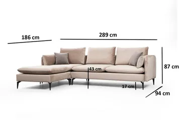 Luces Chaiselongsofa - Beige - Møbler - Sofaer - Sofa med chaiselong