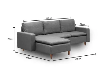 Lungo Sofa med Chaiselong 4-personers - Mørkegrå - Møbler - Sofaer - Sovesofaer - Sovesofa chaiselong