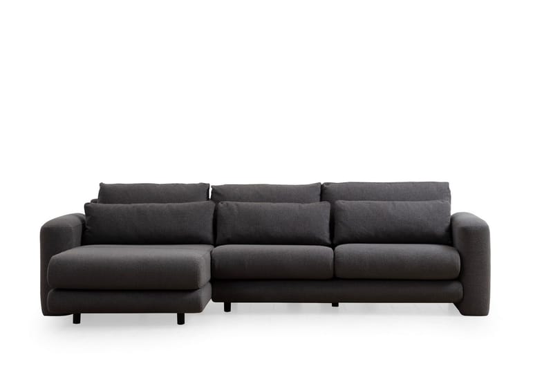 Makhan 3-personers Venstre L-formet Sofa med Chaiselong i Bouclé, Antracit