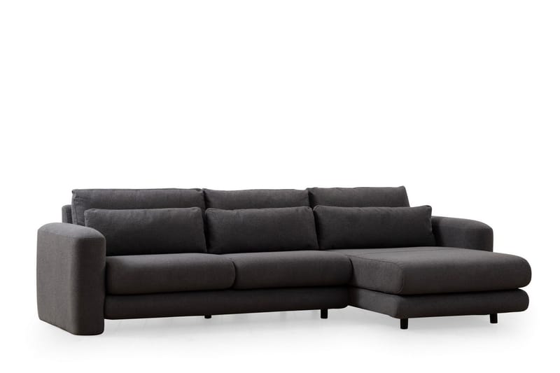 Makhan 3-personers Højre L-formet Sofa med Chaiselong i Bouclé - Antracit - Møbler - Sofaer - Sofa med chaiselong
