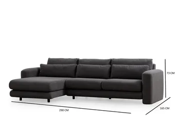 Makhan 3-personers Venstre L-formet Sofa med Chaiselong i Bouclé - Antracit - Møbler - Sofaer - Sofa med chaiselong