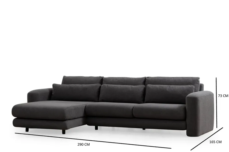 Makhan 3-personers Venstre L-formet Sofa med Chaiselong i Bouclé - Antracit - Møbler - Sofaer - Sofa med chaiselong