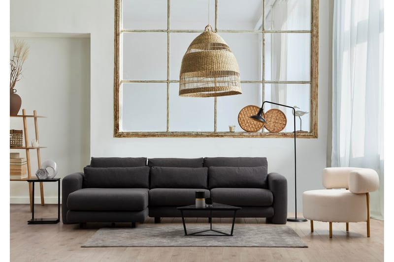 Makhan 3-personers Venstre L-formet Sofa med Chaiselong i Bouclé - Antracit - Møbler - Sofaer - Sofa med chaiselong