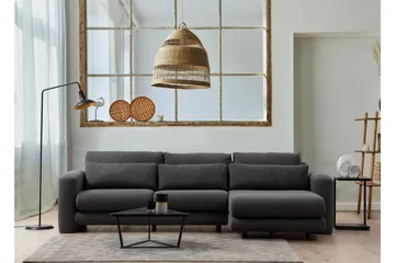 Makhan 3-personers Højre L-formet Sofa med Chaiselong i Bouclé - Antracit - Møbler - Sofaer - Sofa med chaiselong