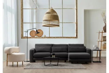 Makhan 3-personers Højre L-formet Sofa med Chaiselong i Bouclé - Antracit - Møbler - Sofaer - Sofa med chaiselong