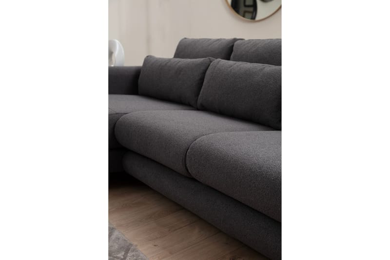 Makhan 3-personers Venstre L-formet Sofa med Chaiselong i Bouclé - Antracit - Møbler - Sofaer - Sofa med chaiselong