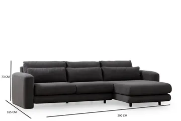 Makhan 3-personers Højre L-formet Sofa med Chaiselong i Bouclé - Antracit - Møbler - Sofaer - Sofa med chaiselong