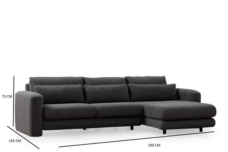 Makhan 3-personers Højre L-formet Sofa med Chaiselong i Bouclé - Antracit - Møbler - Sofaer - Sofa med chaiselong