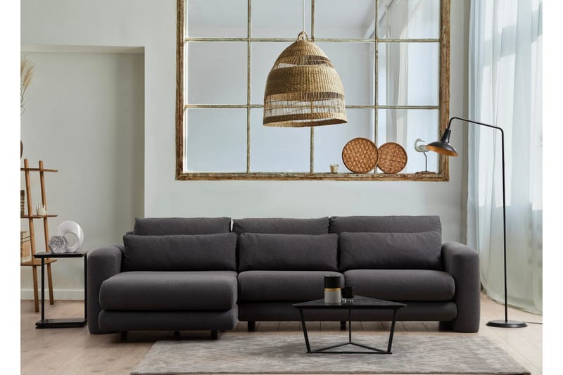 Makhan 3-personers Venstre L-formet Sofa med Chaiselong i Bouclé - Antracit - Møbler - Sofaer - Sofa med chaiselong