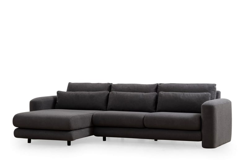 Makhan 3-personers Venstre L-formet Sofa med Chaiselong i Bouclé - Antracit - Møbler - Sofaer - Sofa med chaiselong