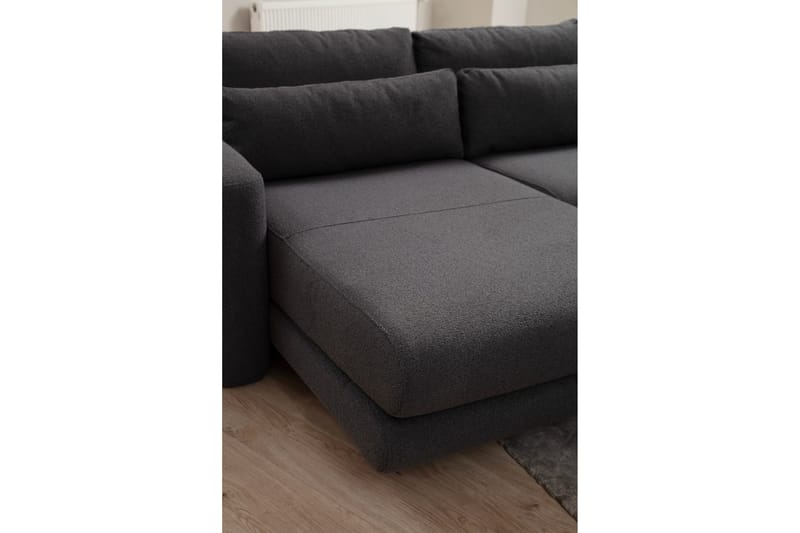 Makhan 3-personers Venstre L-formet Sofa med Chaiselong i Bouclé - Antracit - Møbler - Sofaer - Sofa med chaiselong