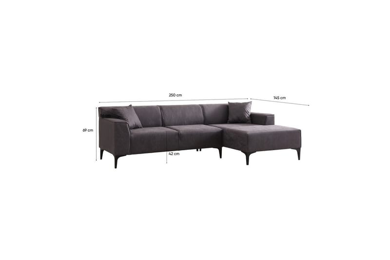 Malpani Sofa med Divan 3-sits - Antracit - Møbler - Sofaer - Sofa med chaiselong