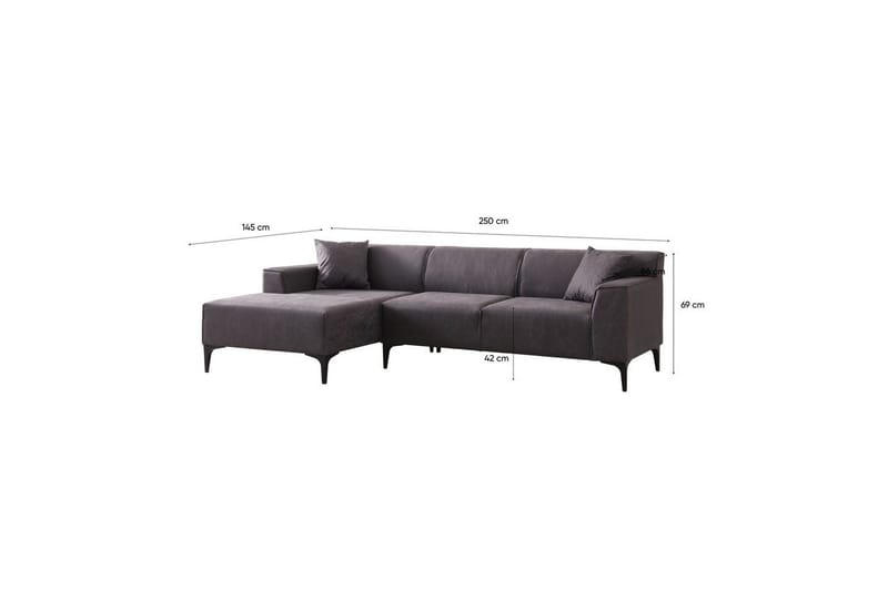 Malpani Sofa med Divan 3-sits - Antracit - Møbler - Sofaer - Sofa med chaiselong