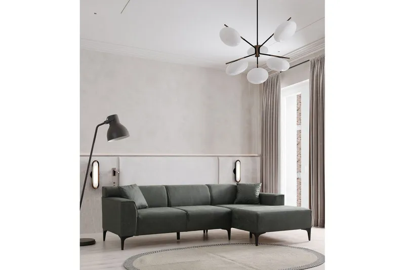 Malpani Sofa med Divan 3-sits - Grøn - Møbler - Sofaer - Sofa med chaiselong