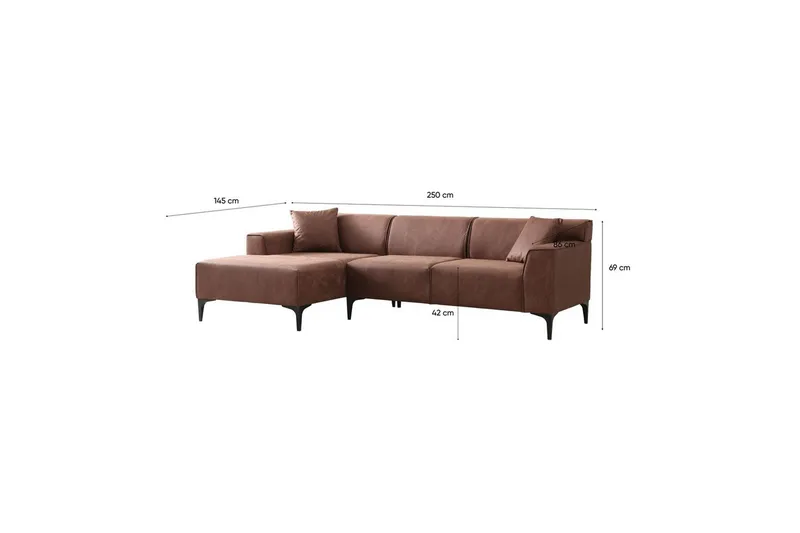 Malpani Sofa med Divan 4-sits - Cognac - Møbler - Sofaer - Sofa med chaiselong