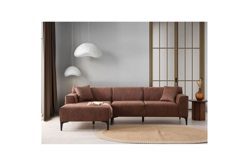 Malpani Sofa med Divan 4-sits - Cognac - Møbler - Sofaer - Sofa med chaiselong