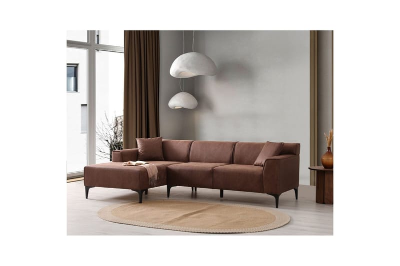 Malpani Sofa med Divan 4-sits - Cognac - Møbler - Sofaer - Sofa med chaiselong