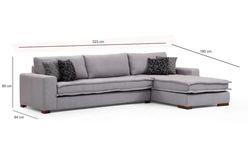 Mamerto Sofa m. Chaiselong 4-Pers. - Lysegrå - Møbler - Sofaer - Sofa med chaiselong