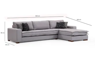 Mamerto Sofa m. Chaiselong 4-Pers. - Lysegrå - Møbler - Sofaer - Sofa med chaiselong