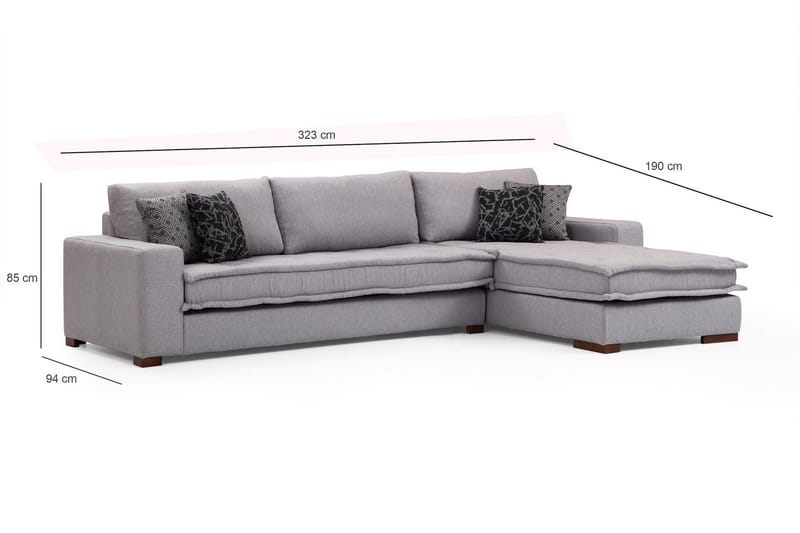 Mamerto Sofa m. Chaiselong 4-Pers. - Lysegrå - Sofa med chaiselong - 4 personers sofa med chaiselong