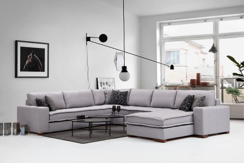 Mamerto Sofa m. Chaiselong 4-Pers. - Lysegrå - Møbler - Sofaer - Sofa med chaiselong