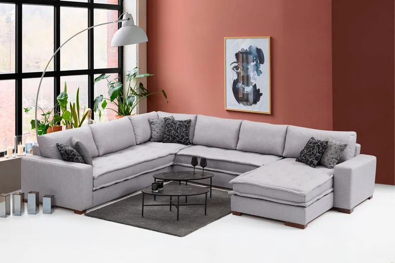 Mamerto Sofa m. Chaiselong 4-Pers. - Lysegrå - Møbler - Sofaer - Sofa med chaiselong