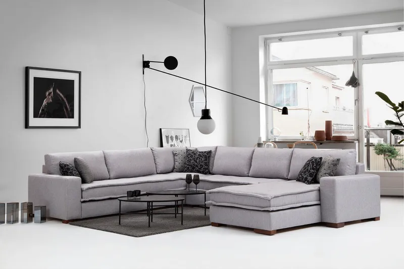 Mamerto Sofa m. Chaiselong 4-Pers. - Lysegrå - Møbler - Sofaer - Sofa med chaiselong