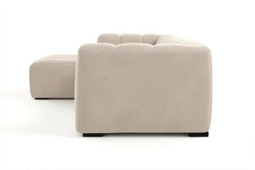 Marlow 3-sæders L-formet Boblet Divansofa Venstre med Chaiselong i Stof - Beige - Møbler - Sofaer - Sofa med chaiselong