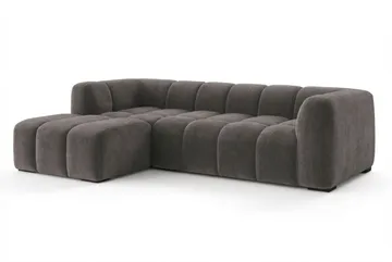 Marlow 3-sæders L-formet Boblet Divansofa Venstre med Chaiselong i Stof - Grå - Møbler - Sofaer - Sofa med chaiselong