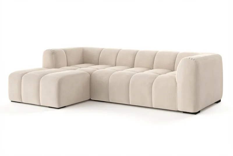 Marlow 3-personers boblet chaiselongsofa venstre - Beige - Møbler - Sofaer - Sofa med chaiselong