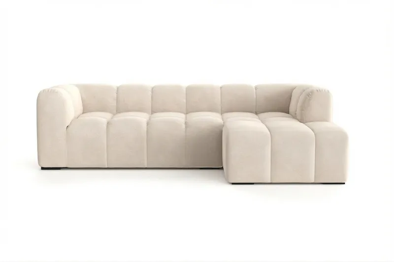 Marlow 3-personers boblet chaiselongsofa højre, Beige