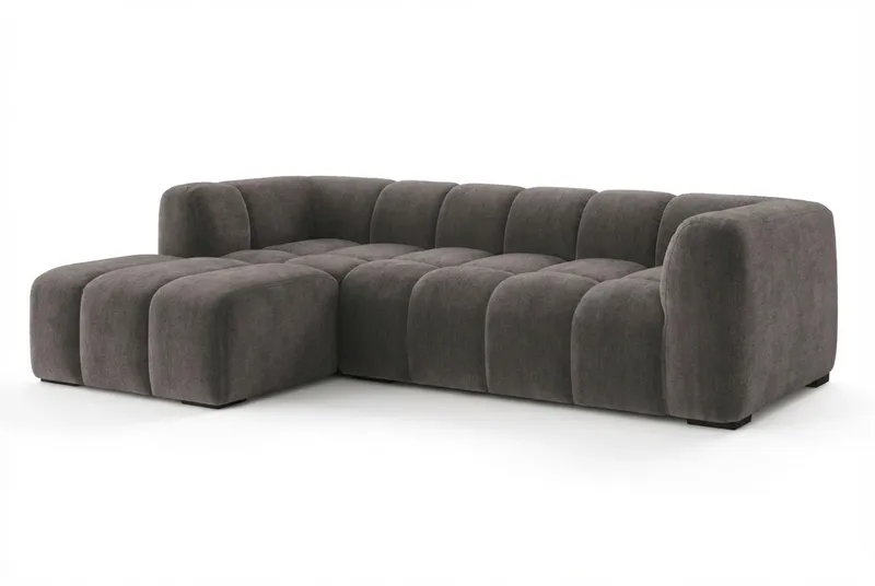 Marlow 3-personers boblet chaiselongsofa venstre - Grå - Møbler - Sofaer - Sofa med chaiselong