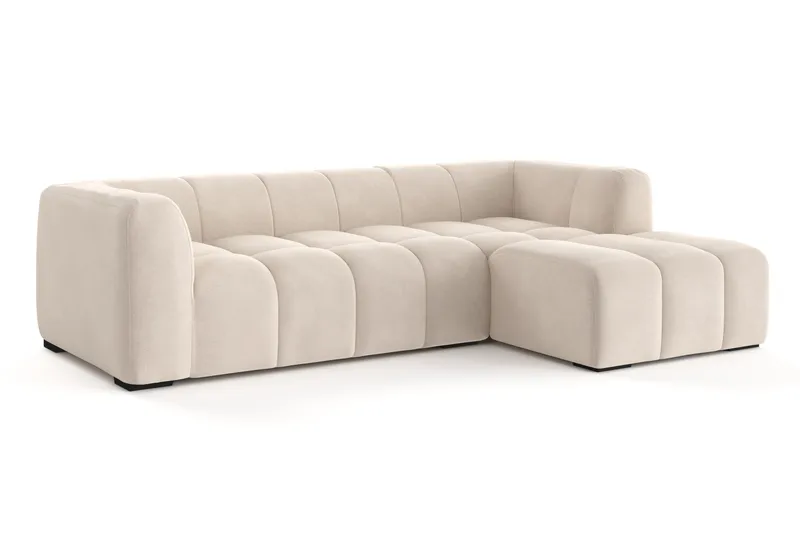Marlow 3-personers Boblet Chaiselongsofa højre - Beige - Møbler - Sofaer - Sofa med chaiselong