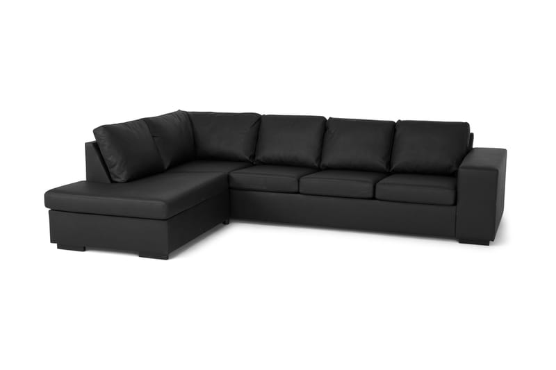 Memphis 3-Personer med Chaiselong Large Venstre Kunstlæder - Sort - Møbler - Sofaer - Sofa med chaiselong