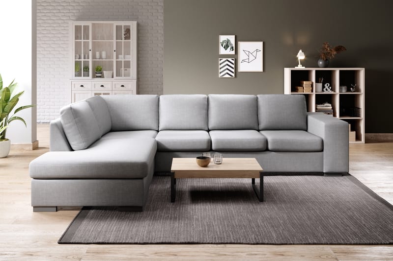 Memphis 4-personers Venstrevendt L-formet Chaiselongsofa i Stof - Grå - Møbler - Sofaer - Sofa med chaiselong