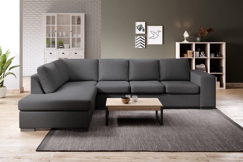 Memphis 4-personers Venstrevendt L-formet Chaiselongsofa i Stof - Mørkegrå - Møbler - Sofaer - Sofa med chaiselong