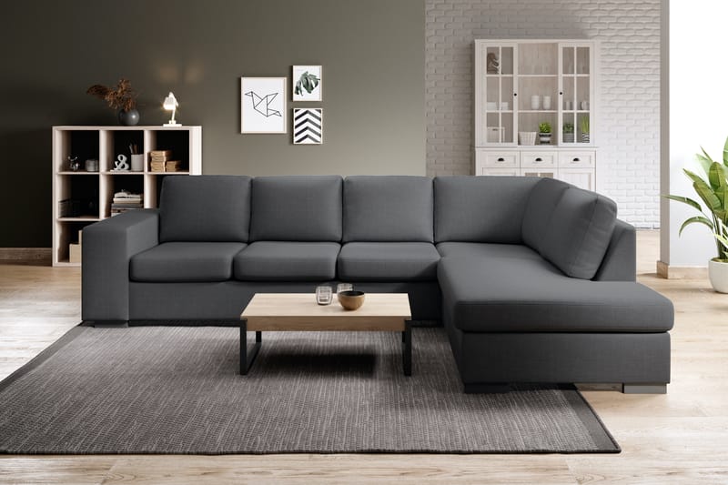 Memphis 4-personers Højrevendt L-formet Chaiselongsofa i Stof - Mørkegrå - Møbler - Sofaer - Sofa med chaiselong