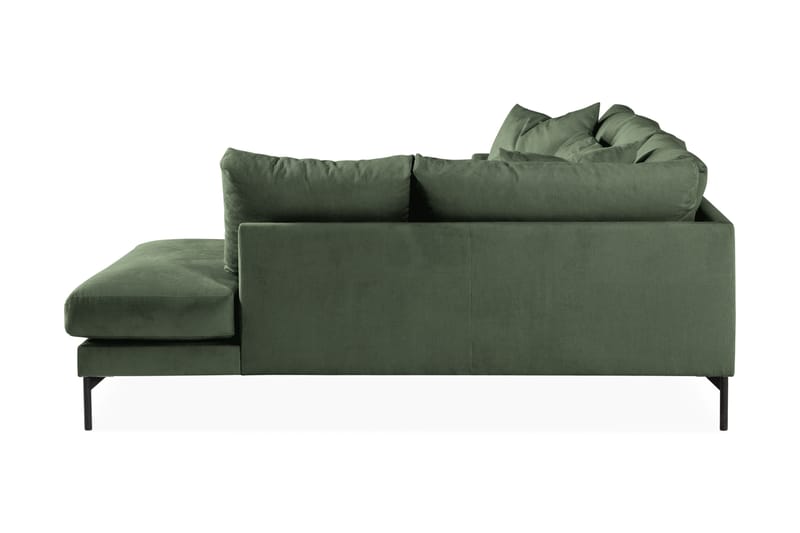 Menard 3-Pers. Sofa med Chaiselong Højre - Grøn/Sort - Sofa med chaiselong - 4 personers sofa med chaiselong