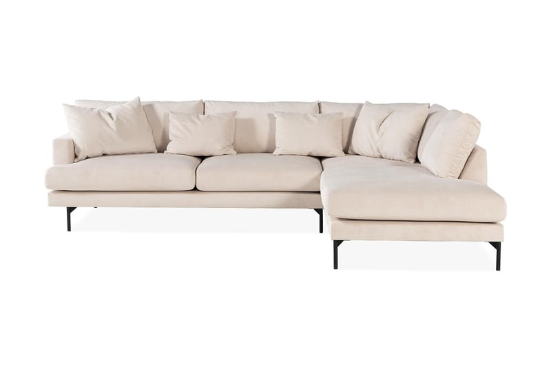 Menard 3-Pers. Sofa med Chaiselong Højre - Beige/Sort - Sofa med chaiselong - 4 personers sofa med chaiselong