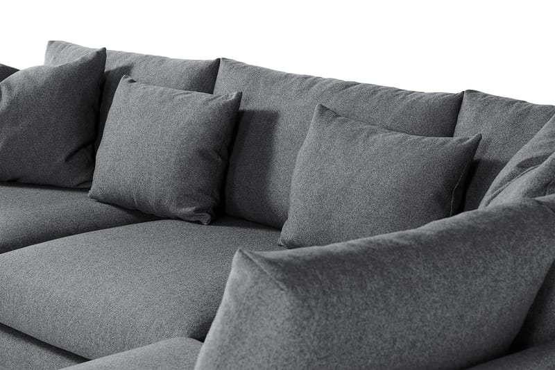 Menard 3-Pers. Sofa med Chaiselong Højre - Mørkegrå/Sort - Sofa med chaiselong - 4 personers sofa med chaiselong