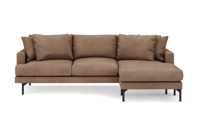 Menard 3-personers Højrevendt L-formet Divansofa i Manchester - Brun - Møbler - Sofaer - Sofa med chaiselong