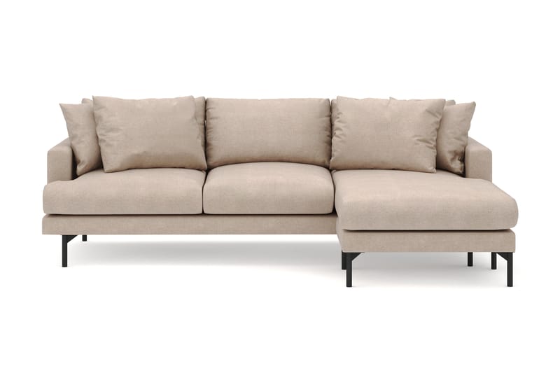 Menard 3-personers Højrevendt L-formet Divansofa i Stof - Beige - Møbler - Sofaer - Sofa med chaiselong