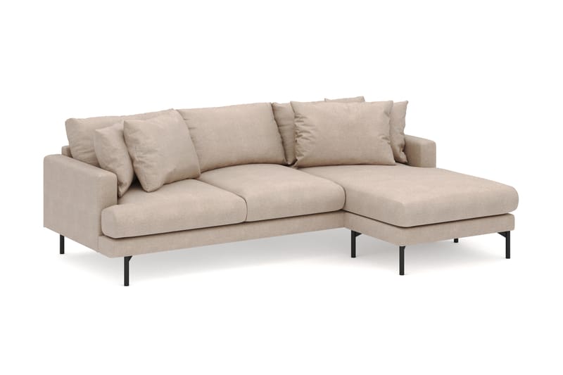 Menard 3-personers Højrevendt L-formet Divansofa i Stof - Beige - Møbler - Sofaer - Sofa med chaiselong