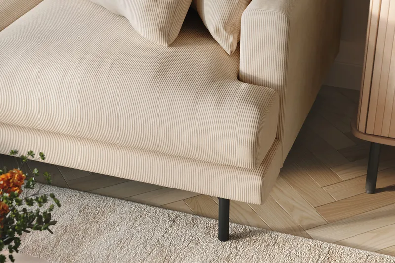 Menard 3-personers Venstrevendt Dyb L-formet Divansofa i Manchester - Beige - Møbler - Sofaer - Sofa med chaiselong - 3 personers sofa med chaiselong