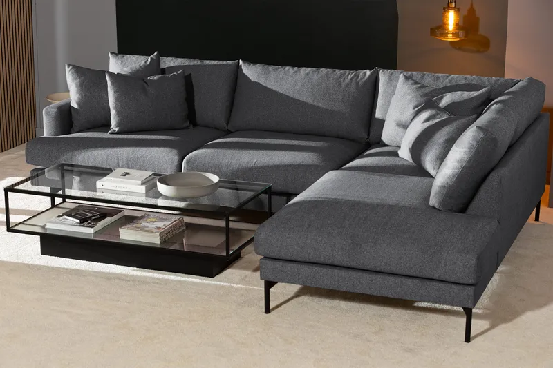 Menard 4-sits Dyb Soffa med Schäslong Höger - Mørkegrå - Møbler - Sofaer - Sofa med chaiselong