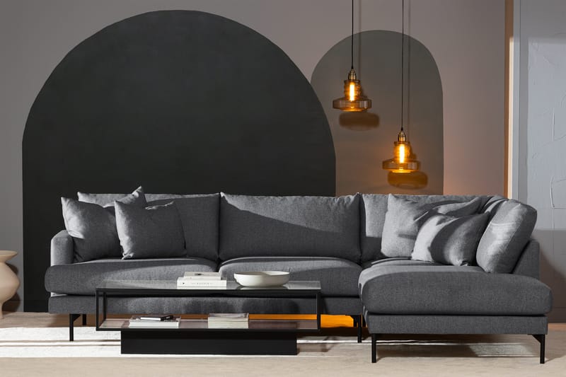 Menard 4-sits Dyb Soffa med Schäslong Höger - Mørkegrå - Møbler - Sofaer - Sofa med chaiselong